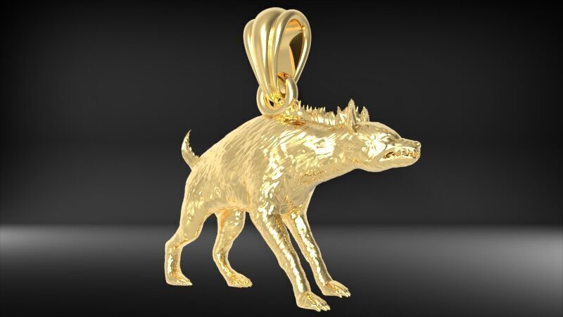 Hyena Animal Pendant  3D print model_2