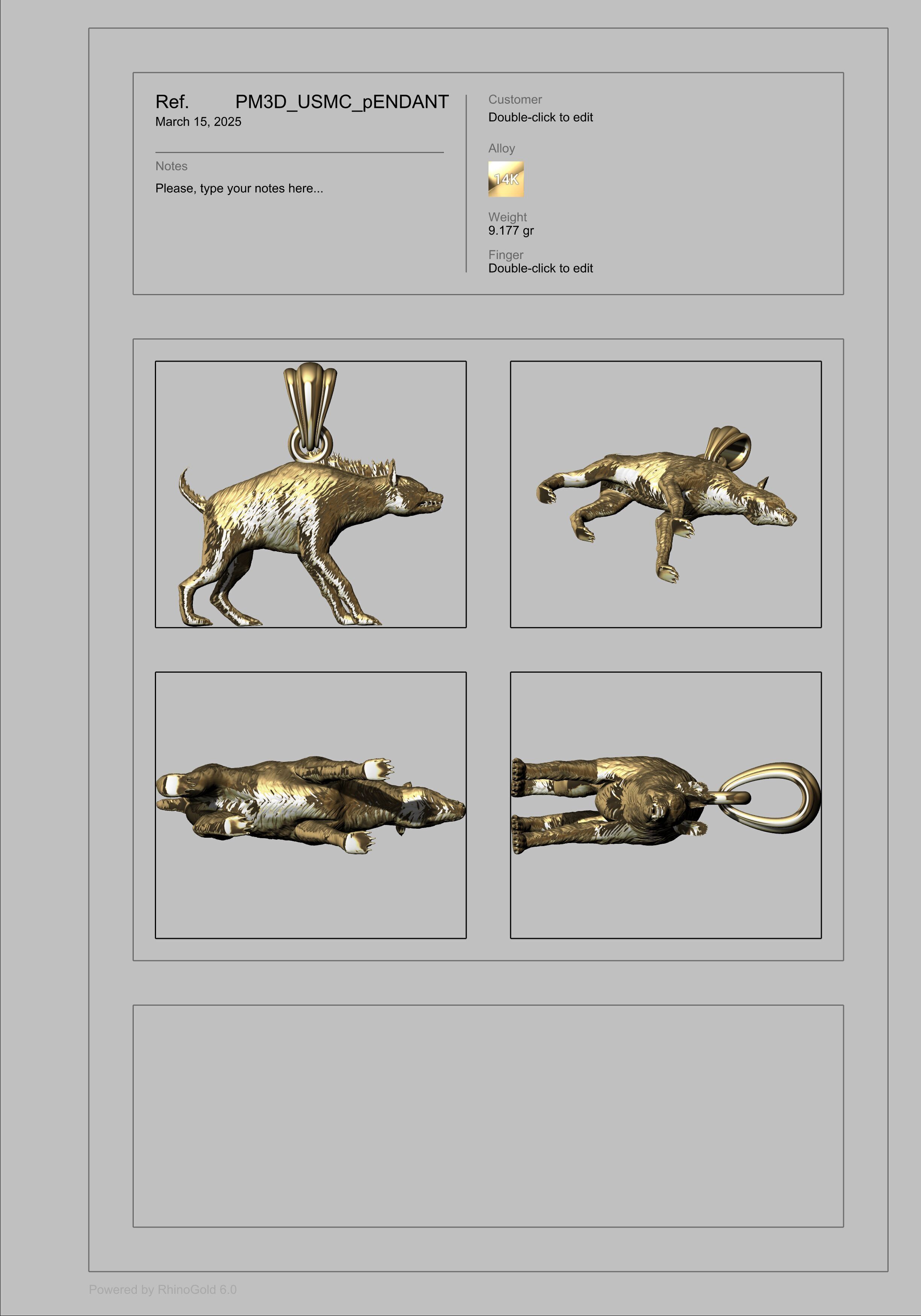 Hyena Animal Pendant  3D print model_21