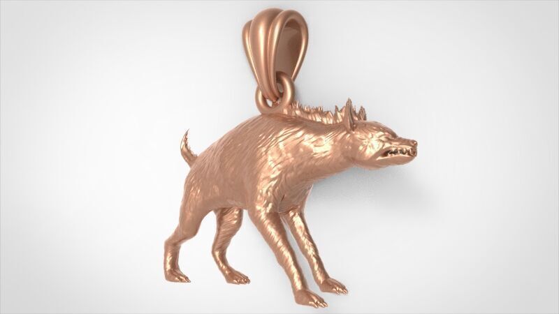 Hyena Animal Pendant  3D print model_10
