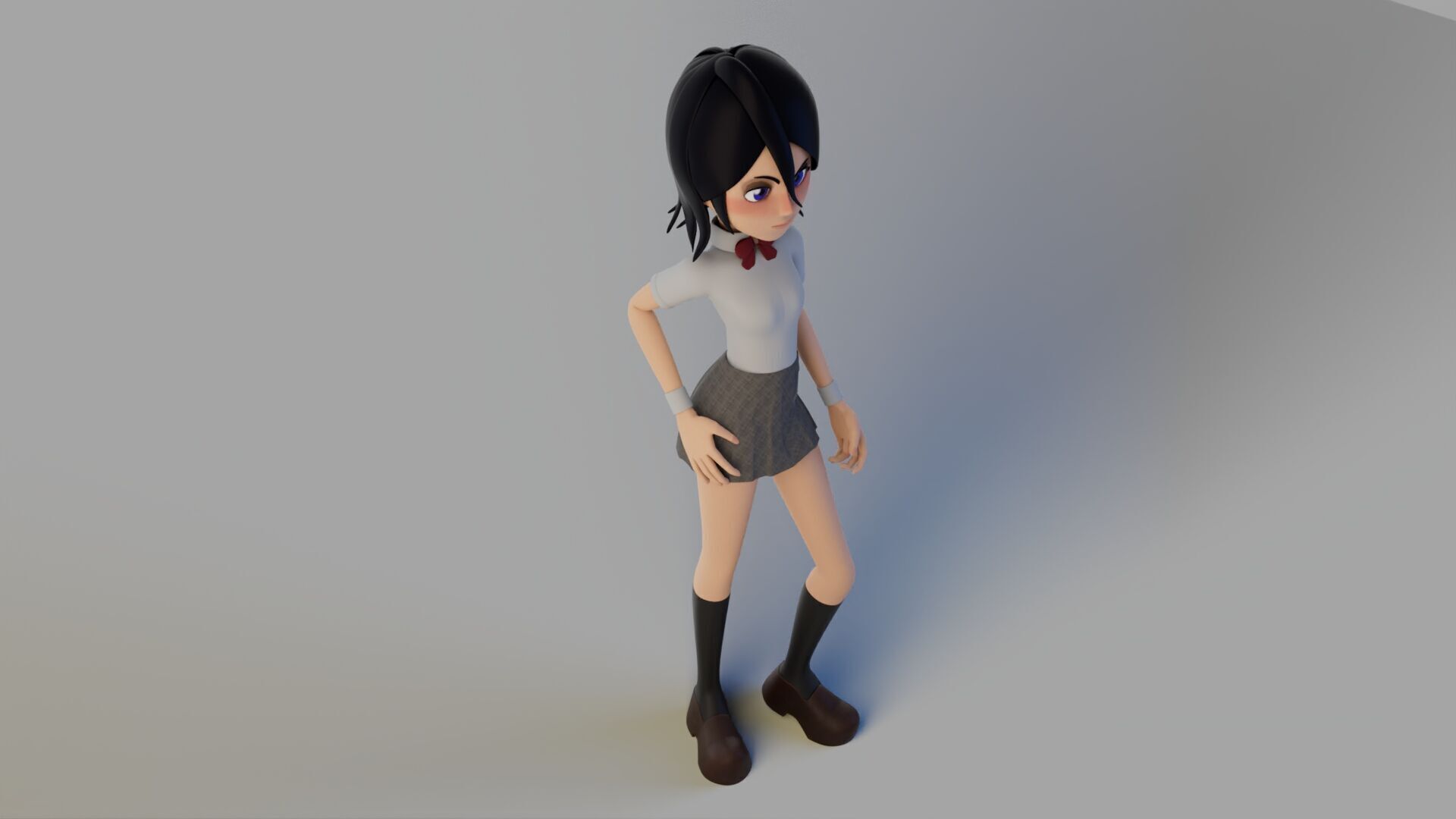 Rukia Kuchiki student from bleach anime 3dmodeling and regging 3D model_1