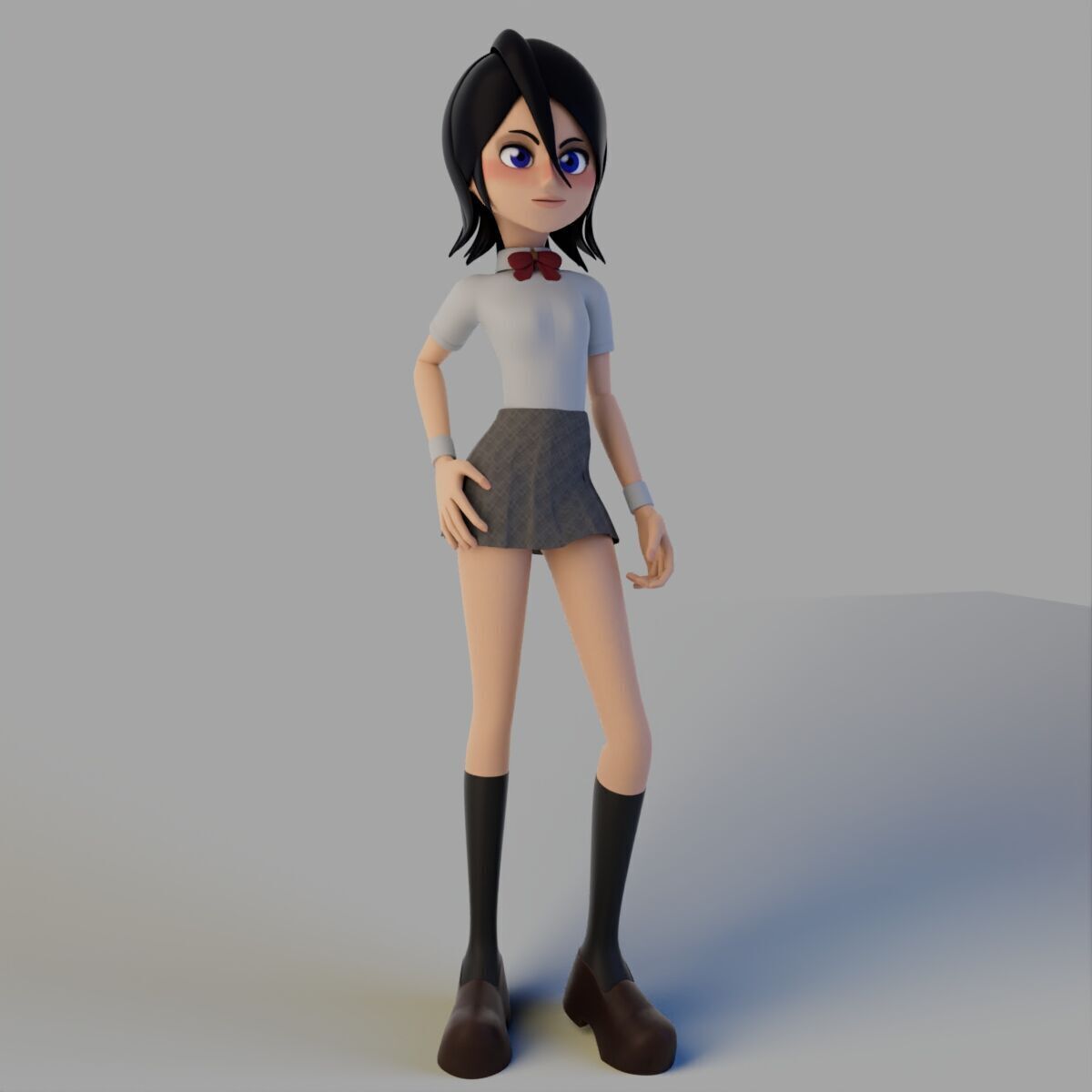 Rukia Kuchiki student from bleach anime 3dmodeling and regging 3D model_3