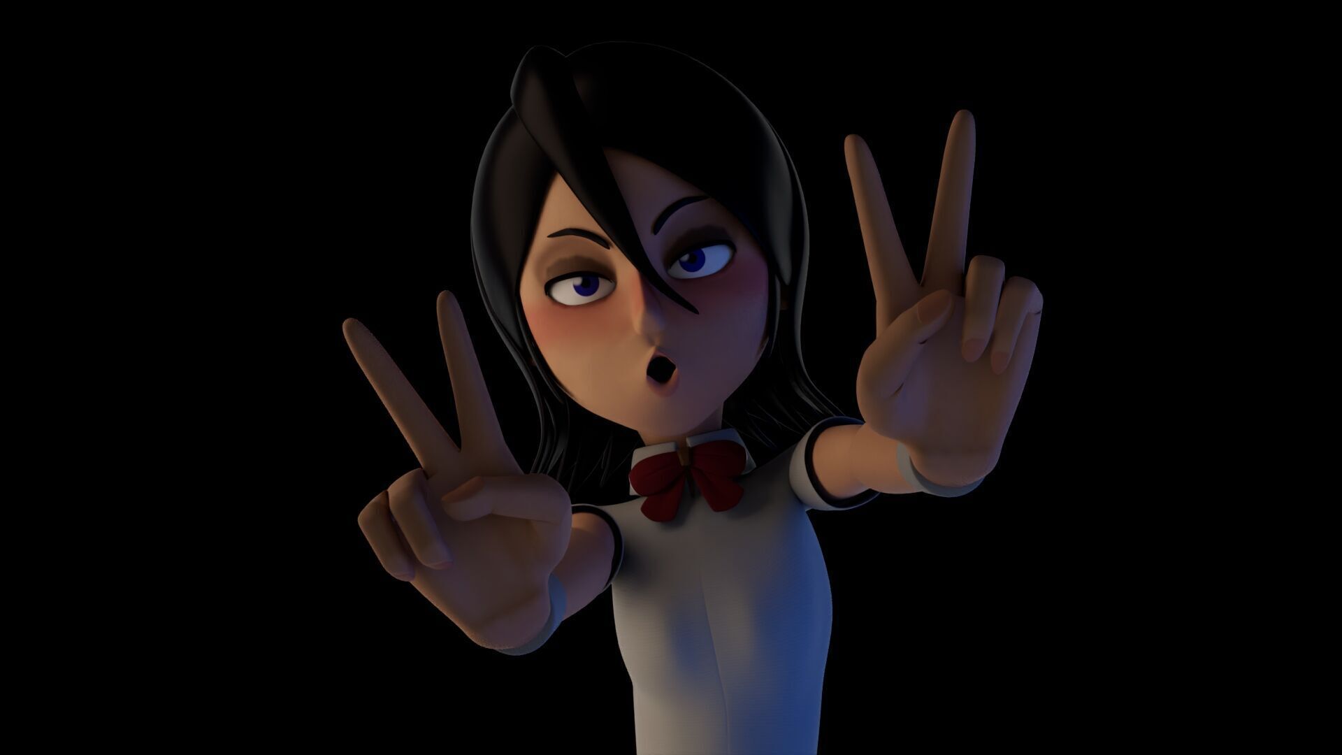 Rukia Kuchiki student from bleach anime 3dmodeling and regging 3D model_4