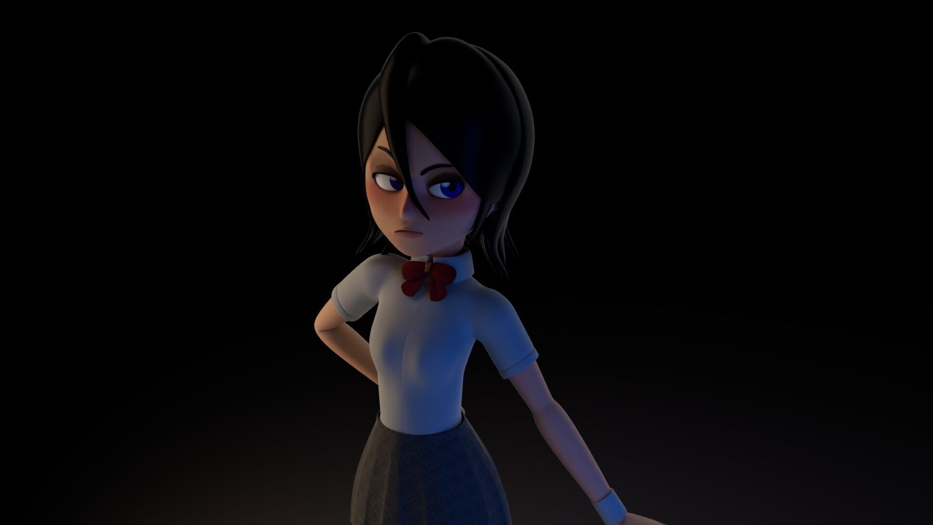 Rukia Kuchiki student from bleach anime 3dmodeling and regging 3D model_5