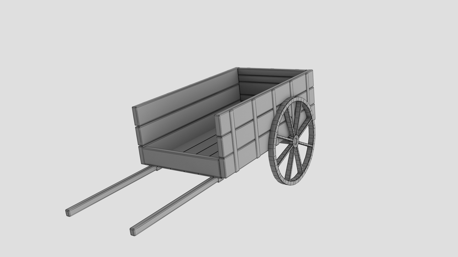 Wooden Cart Low-poly 3D model_4