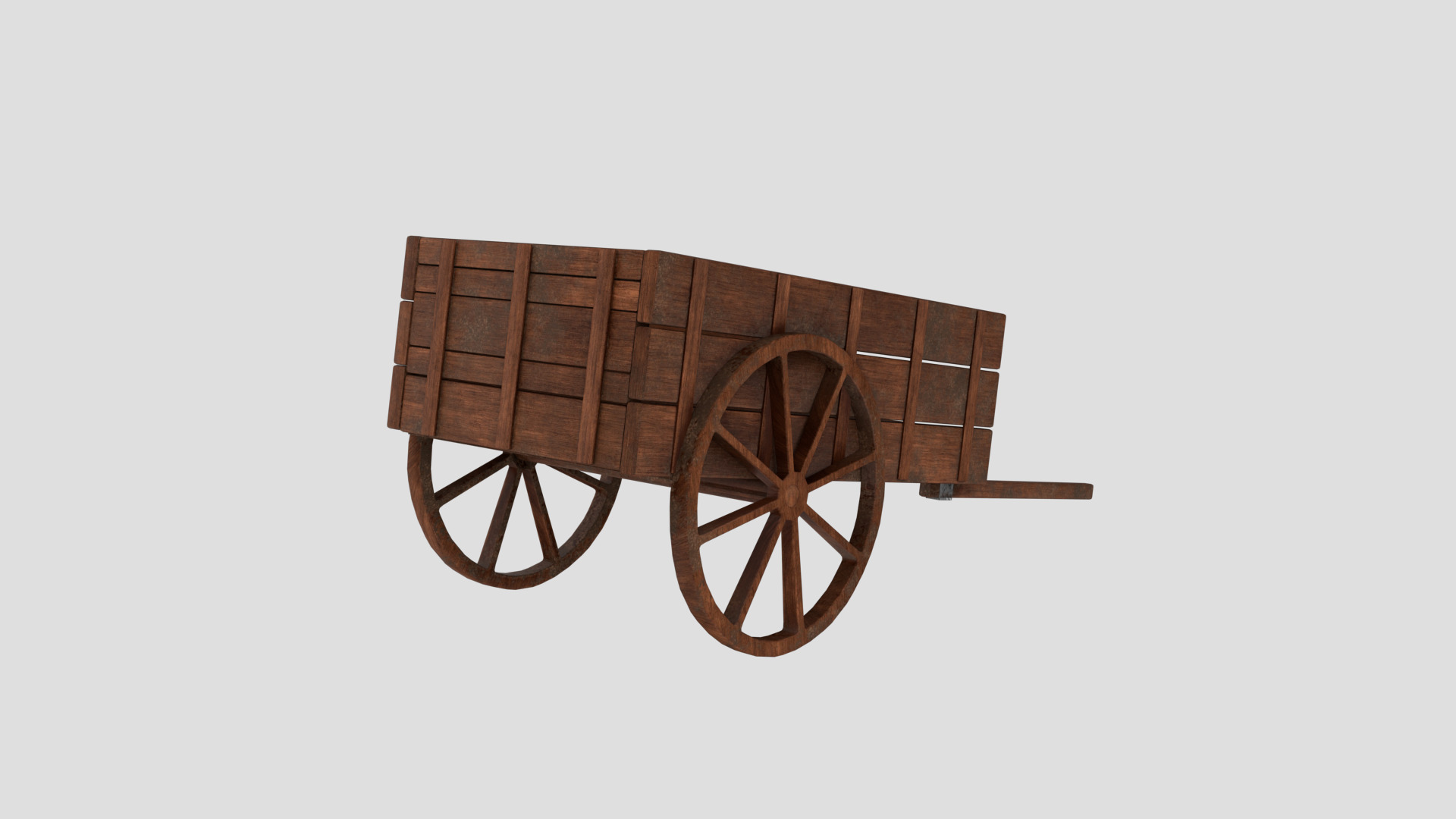 Wooden Cart Low-poly 3D model_3