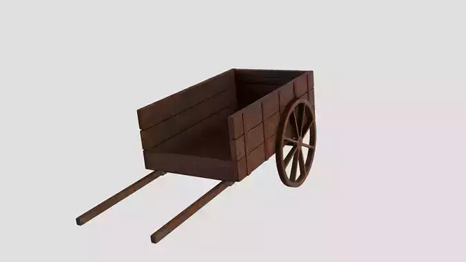 Wooden Cart Low-poly 3D model