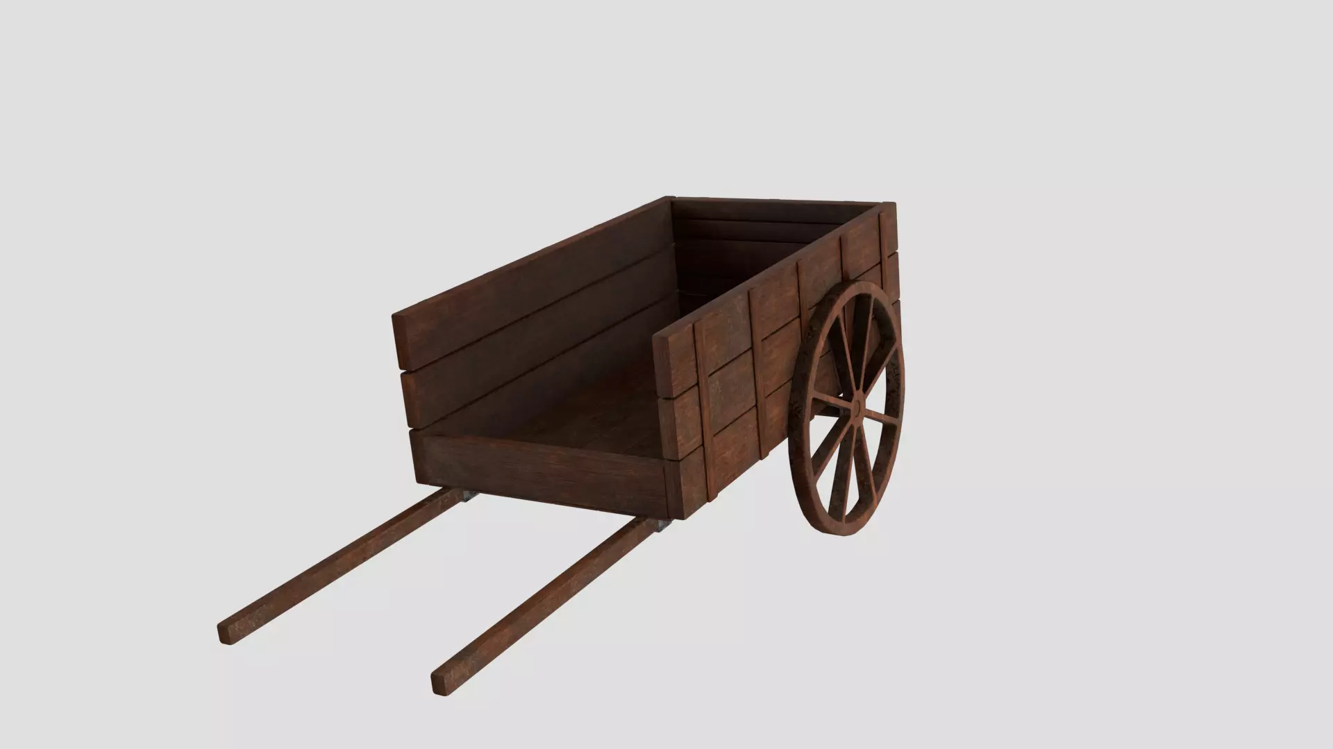 Wooden Cart Low-poly 3D model_0