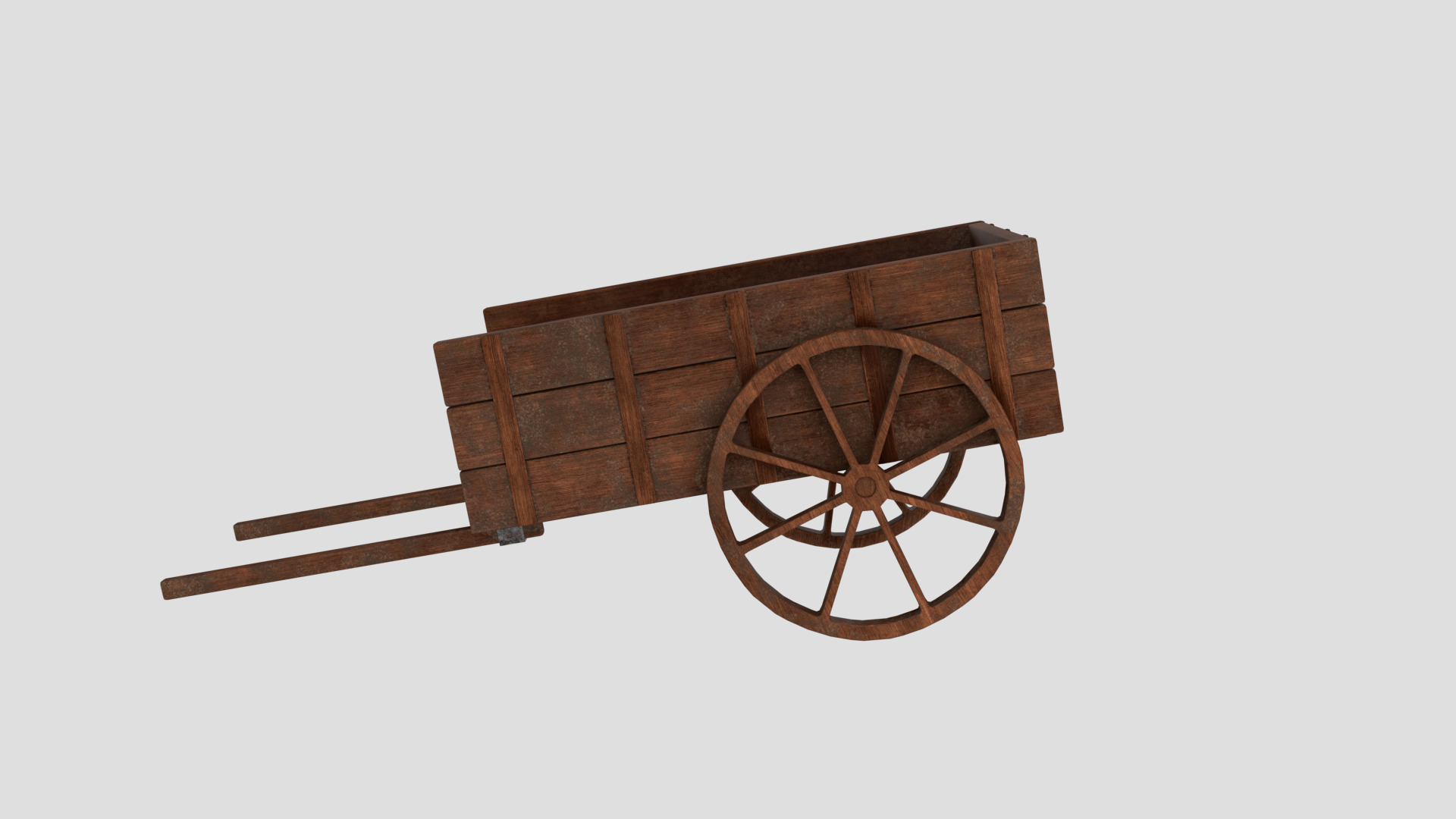 Wooden Cart Low-poly 3D model_2