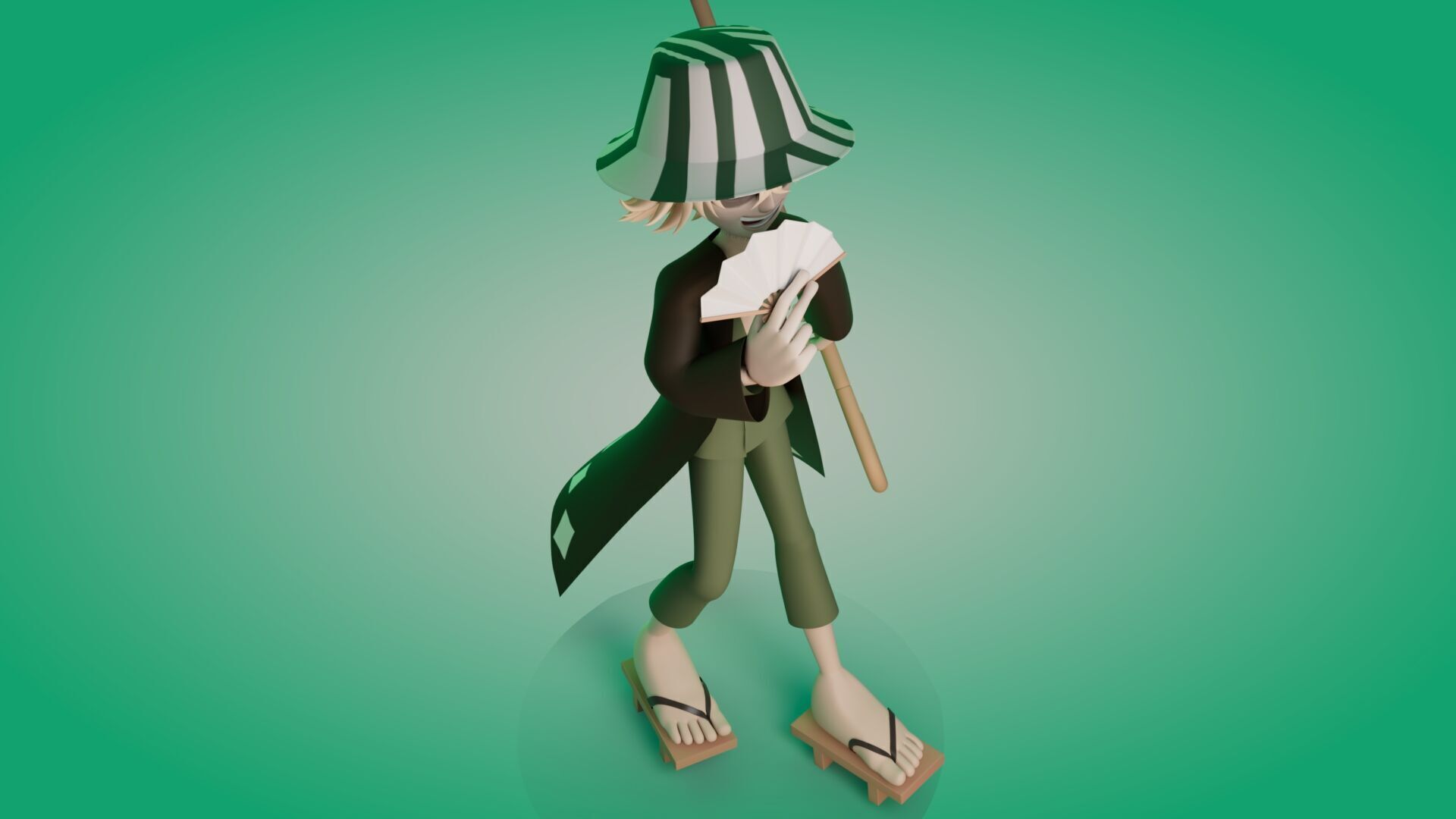 Kisuke Urahara and yoruichi from bleach anime rigging 3D model_2