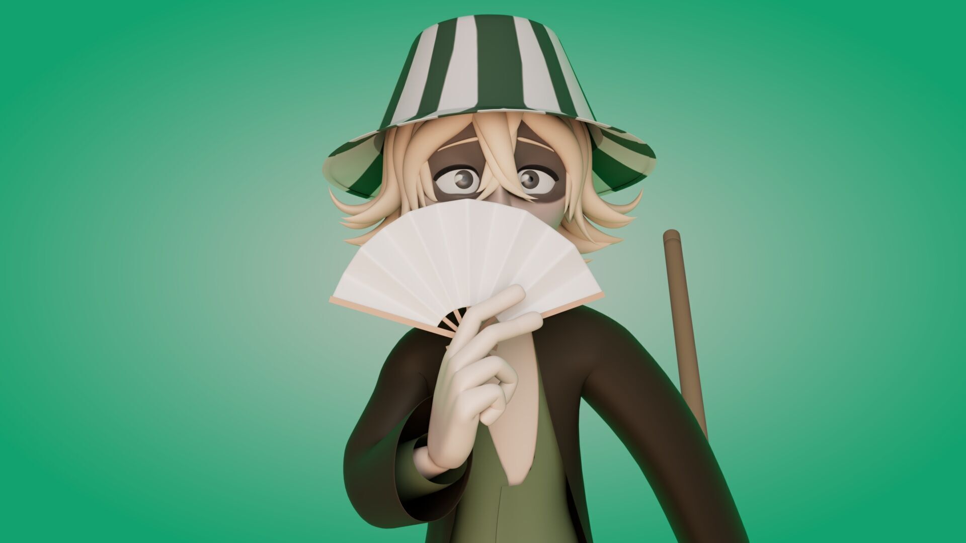 Kisuke Urahara and yoruichi from bleach anime rigging 3D model_3