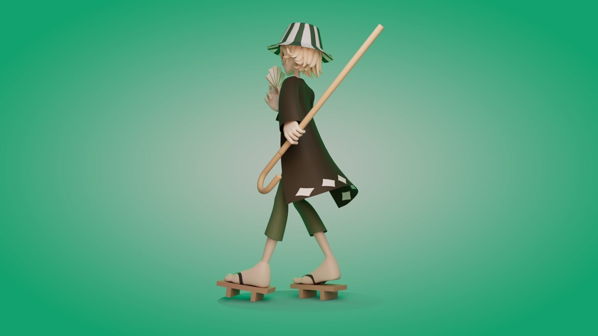 Kisuke Urahara and yoruichi from bleach anime rigging 3D model_1