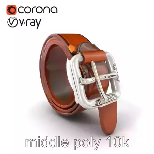 Leather Belt with Silver Buckle Intricate Design model pack