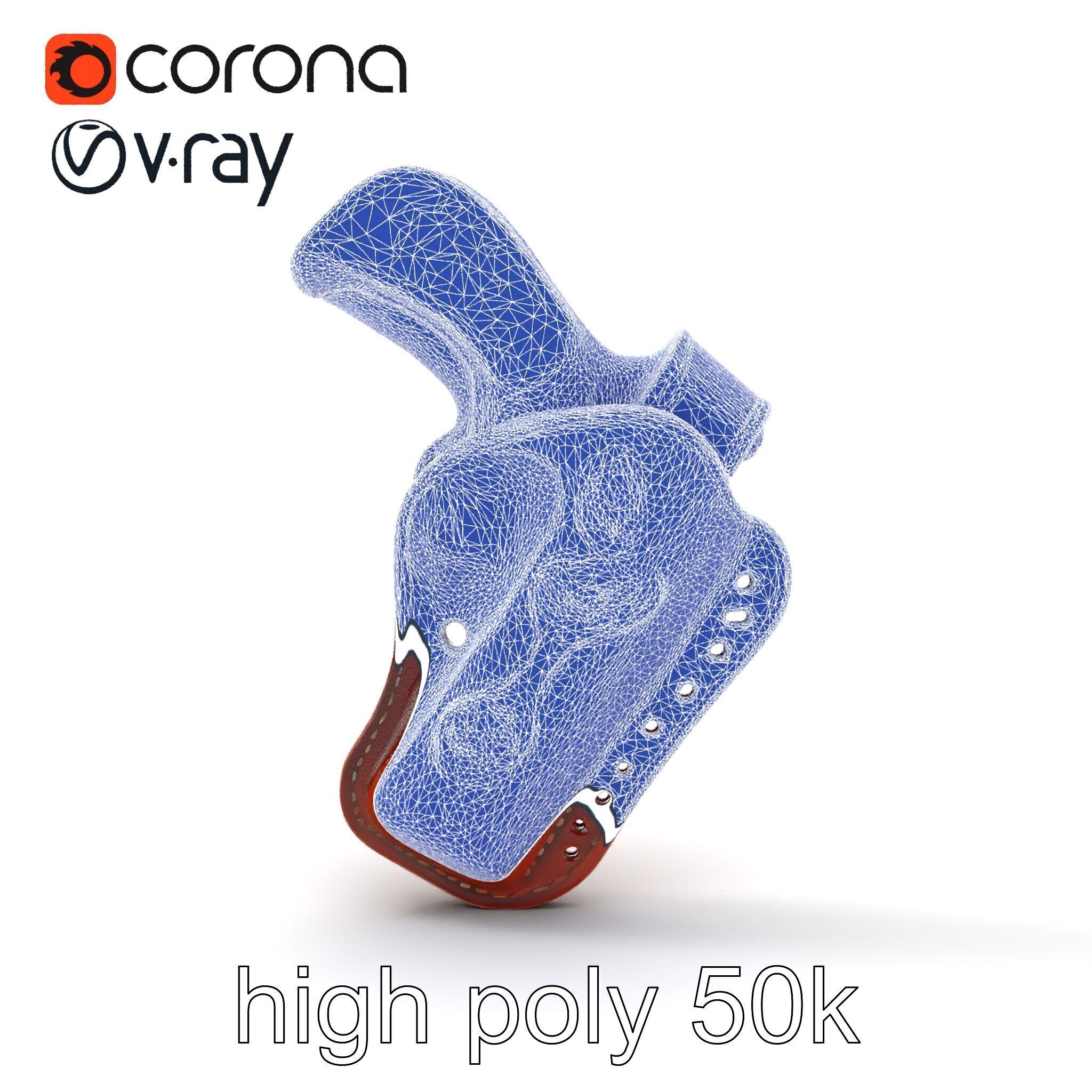 Cowboy Leather Holster Decorative Embossing model pack Low-poly 3D model_26