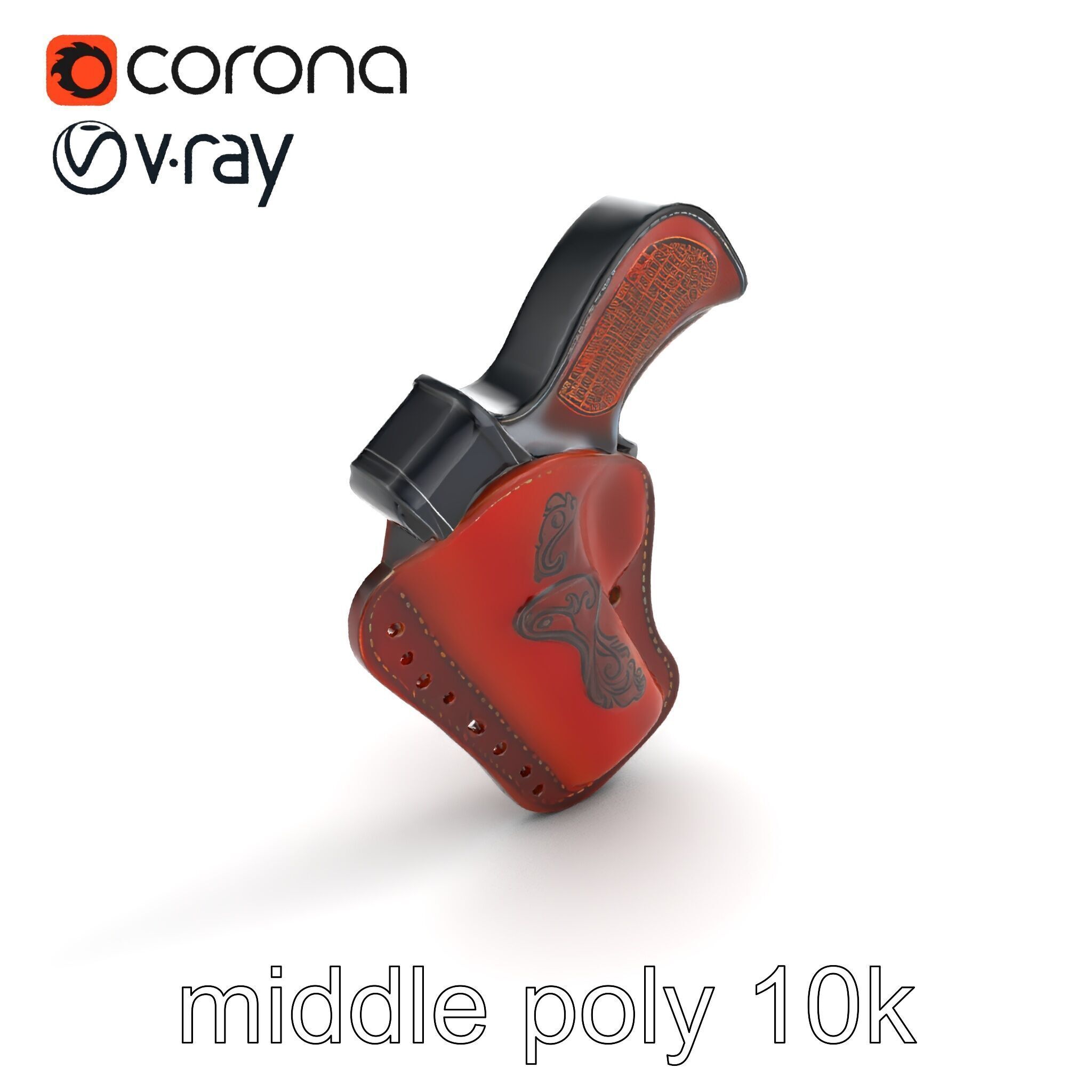 Cowboy Leather Holster Decorative Embossing model pack Low-poly 3D model_7