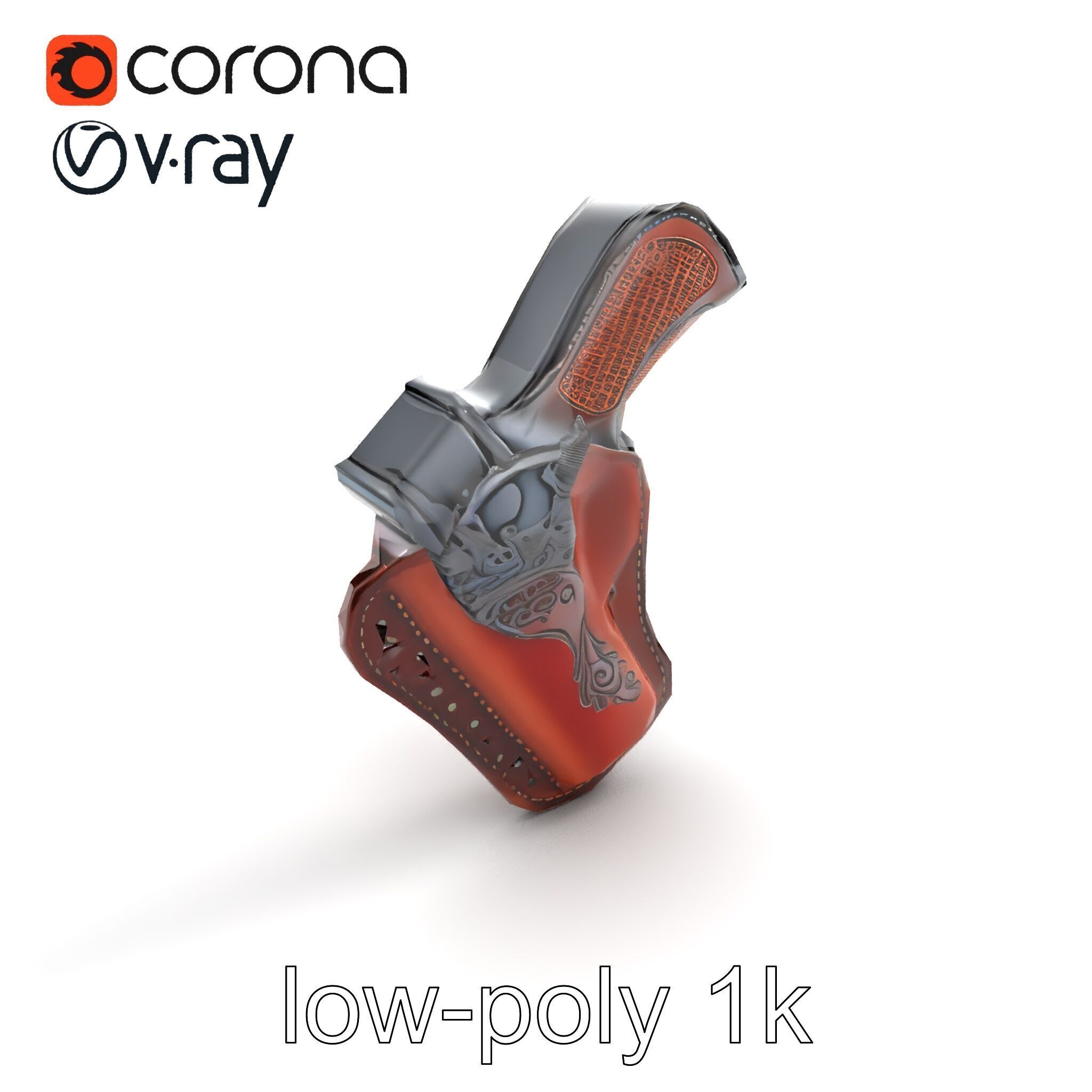 Cowboy Leather Holster Decorative Embossing model pack Low-poly 3D model_8