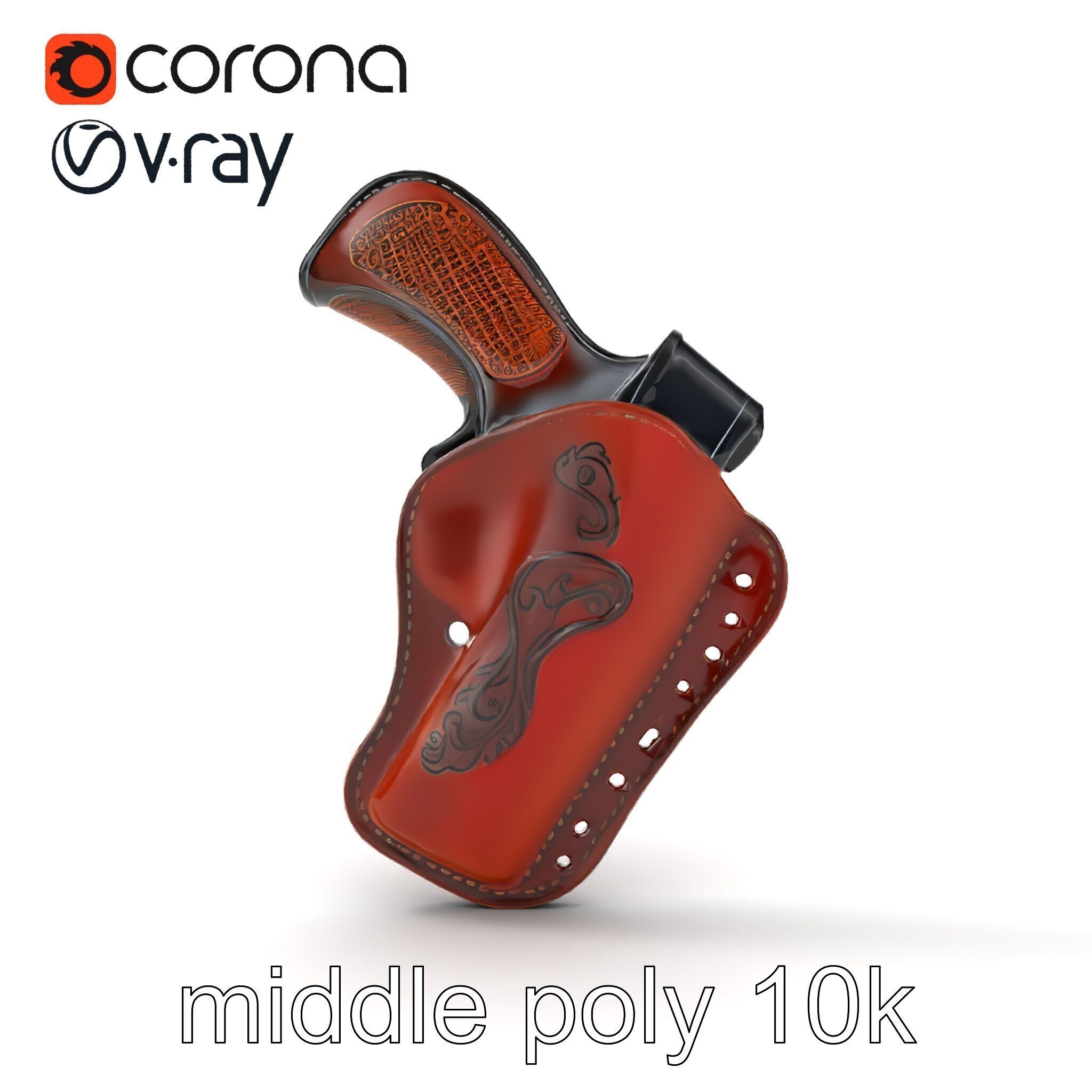 Cowboy Leather Holster Decorative Embossing model pack Low-poly 3D model_25