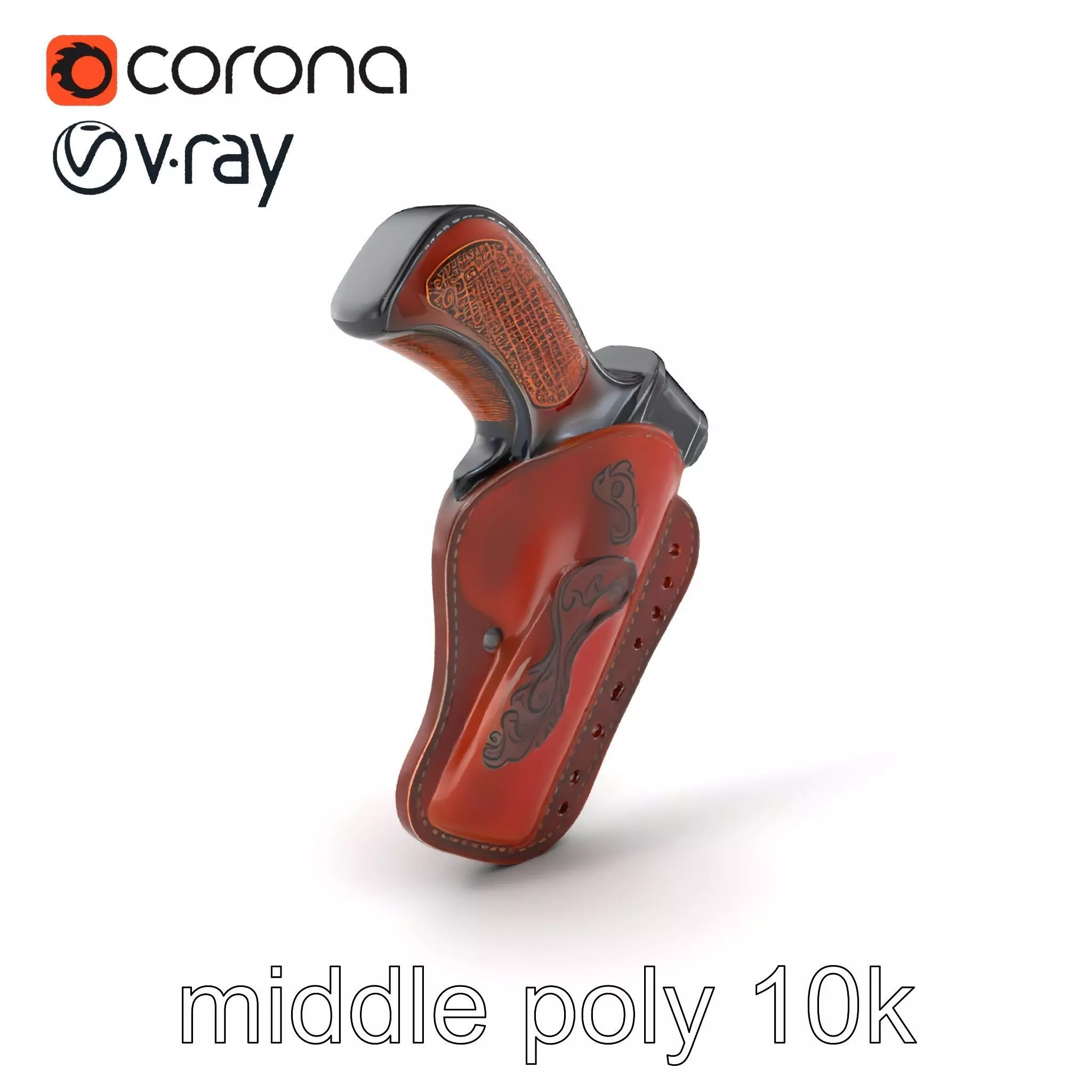 Cowboy Leather Holster Decorative Embossing model pack Low-poly 3D model_0