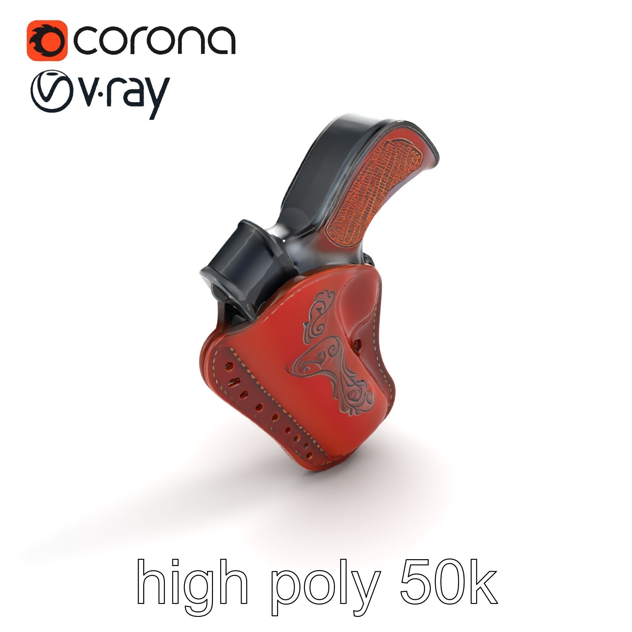 Cowboy Leather Holster Decorative Embossing model pack Low-poly 3D model_9