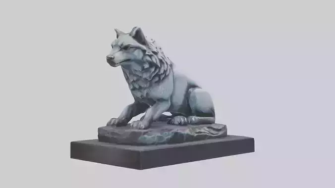 Moonlit Wolf statue model Low-poly 3D model