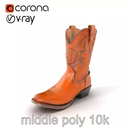 Western Cowboy Boots 3D Model Pack with Intricate Stitching