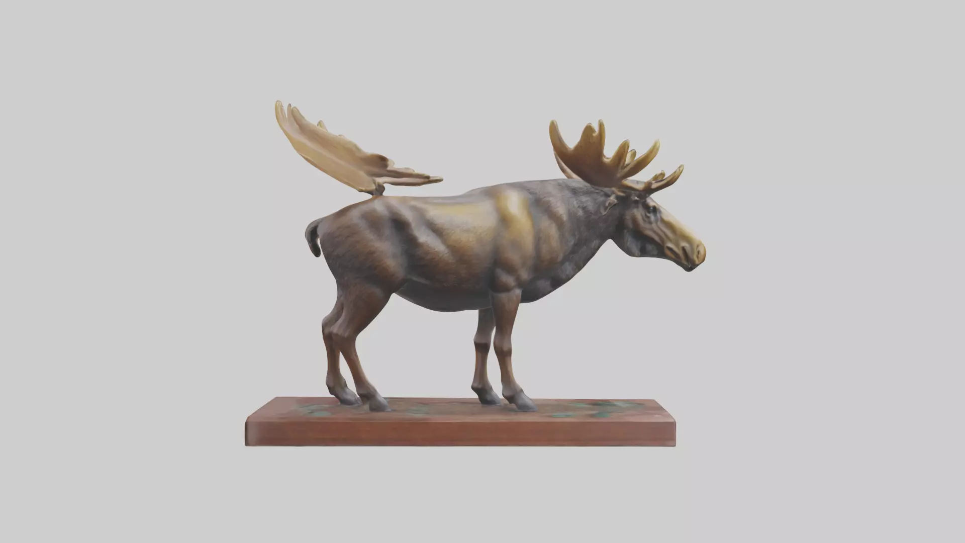 Moose statue model Low-poly 3D model_0
