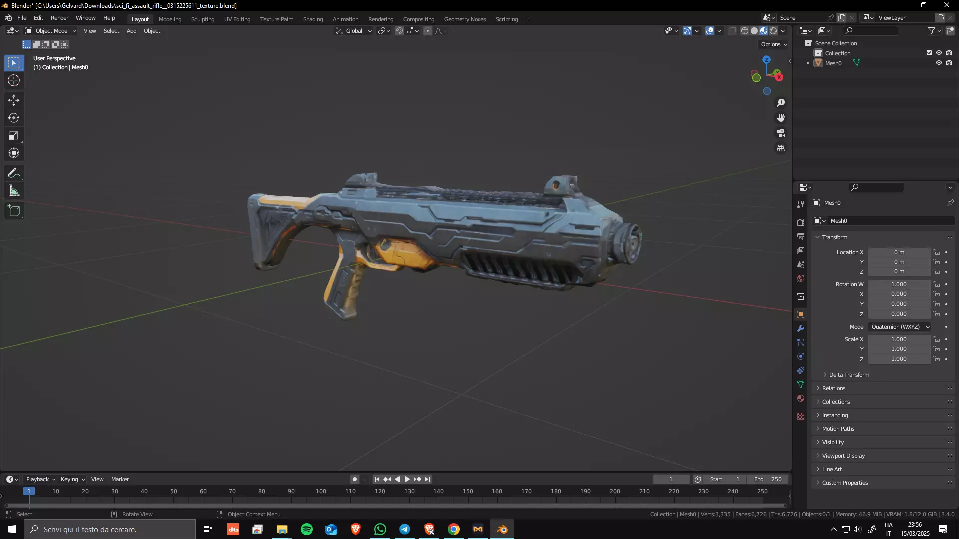 Sci-Fi Assault Rifle 03 Low Poly Game Ready Asset Low-poly 3D model_0