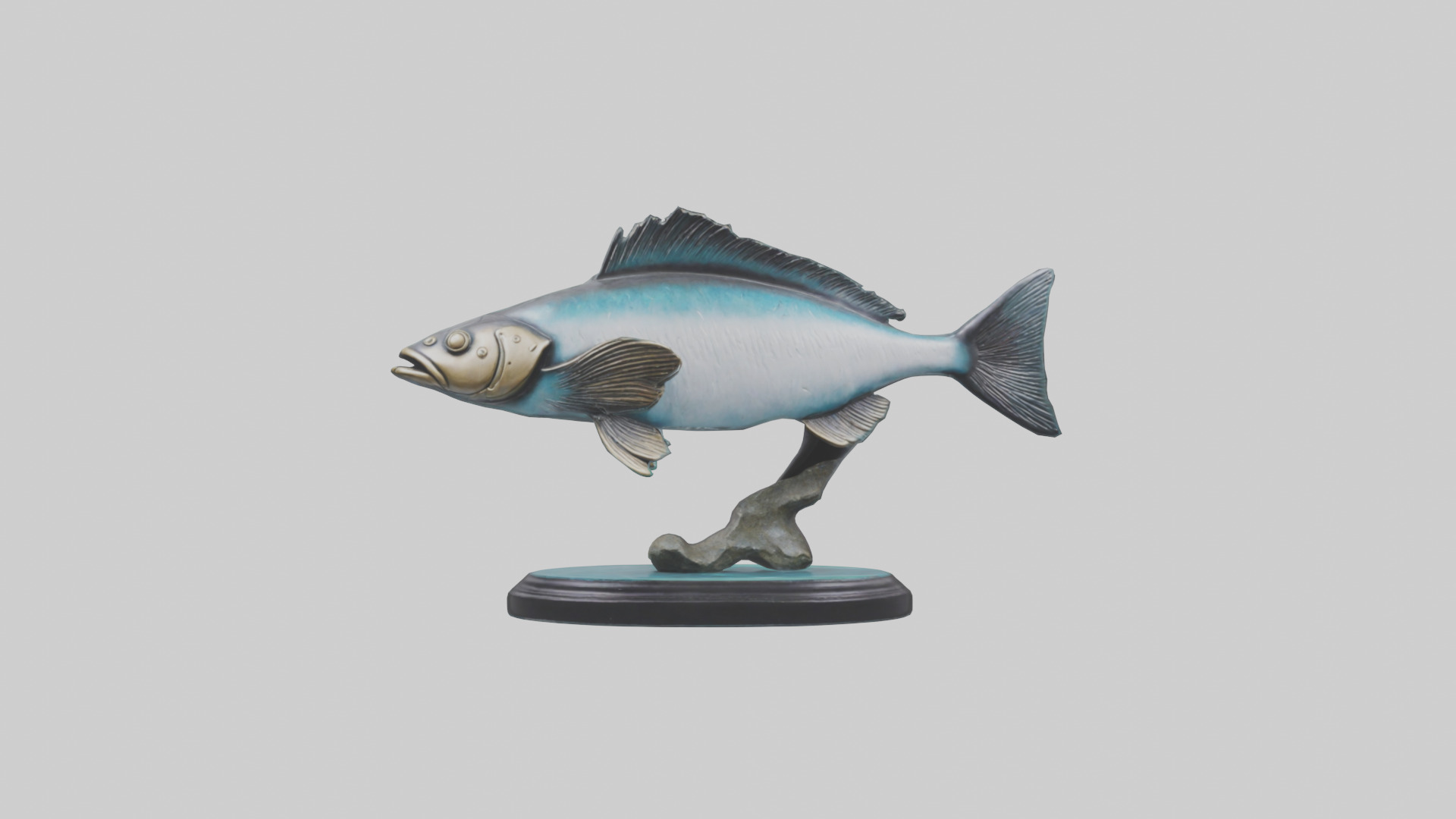 Mullet Fish statue model Low-poly 3D model_9