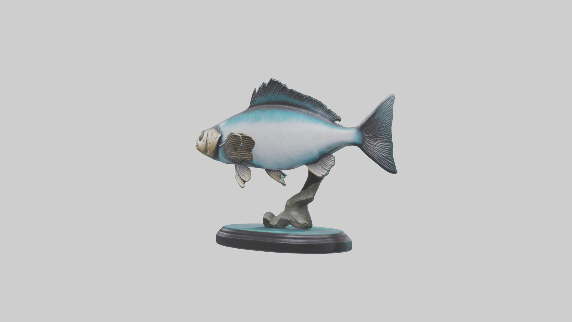 Mullet Fish statue model Low-poly 3D model_10