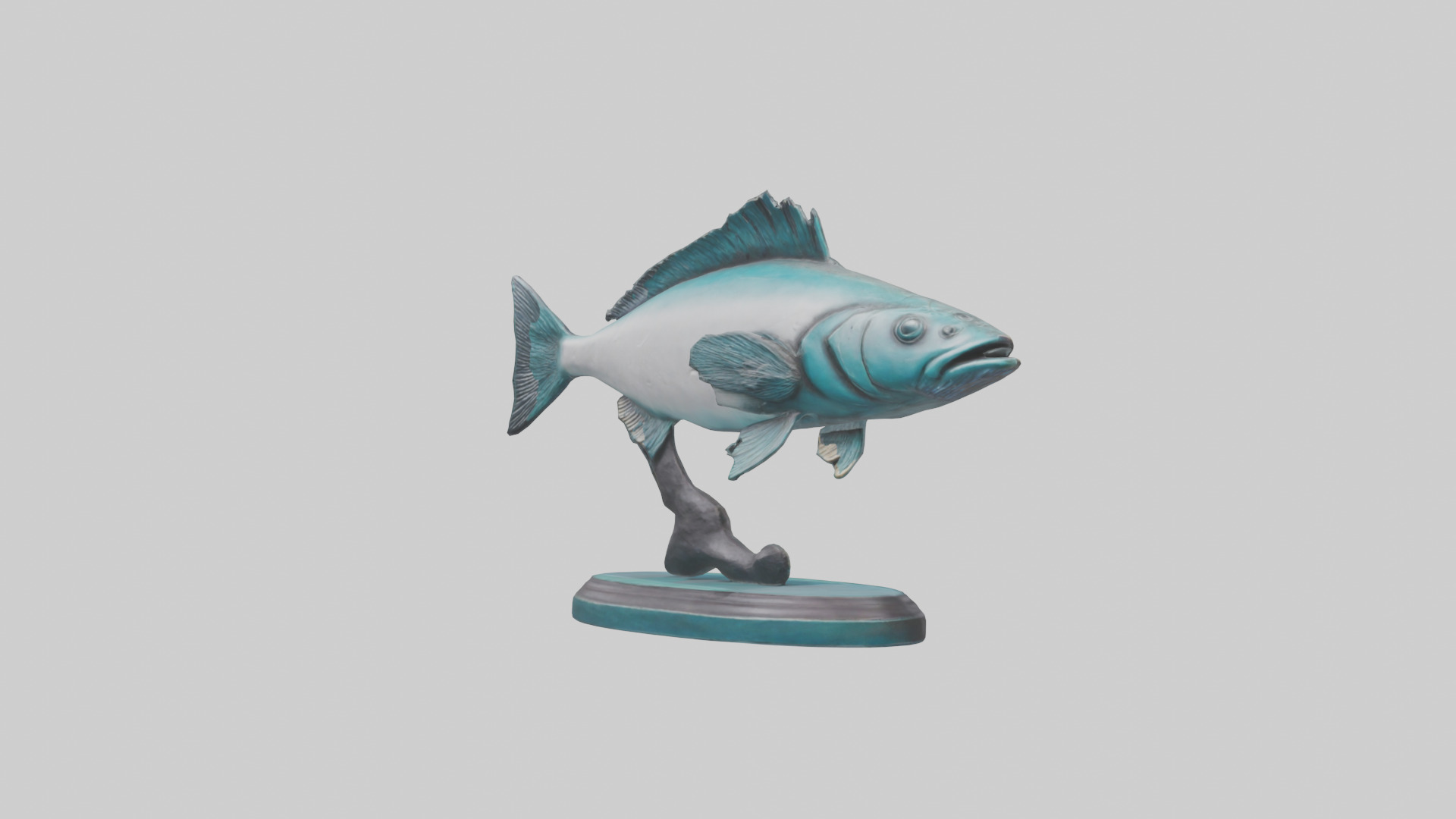 Mullet Fish statue model Low-poly 3D model_2