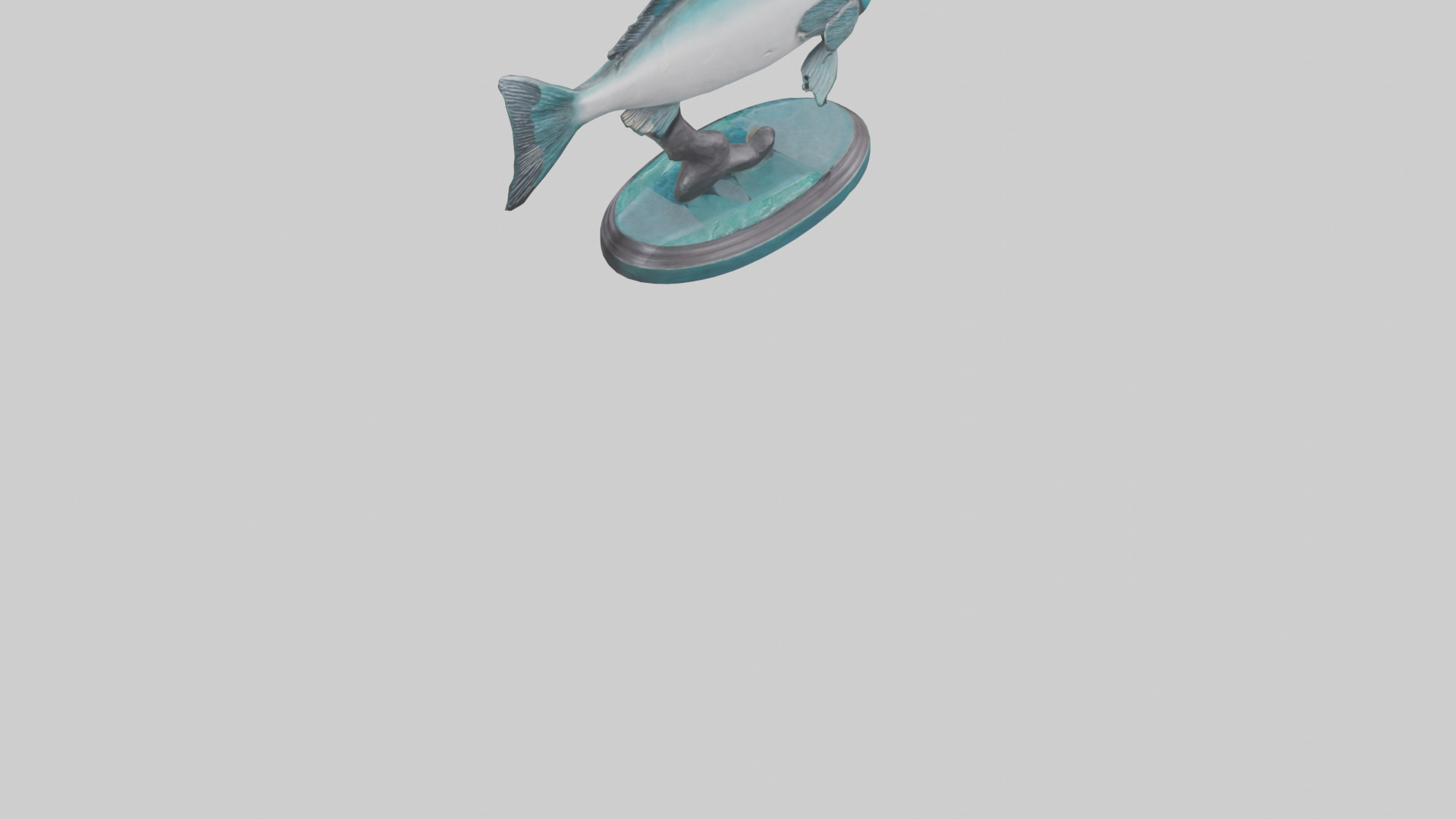 Mullet Fish statue model Low-poly 3D model_3