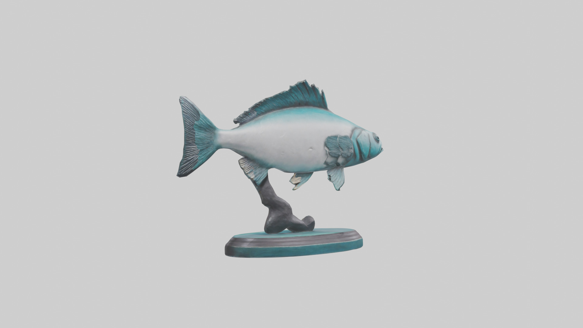 Mullet Fish statue model Low-poly 3D model_1