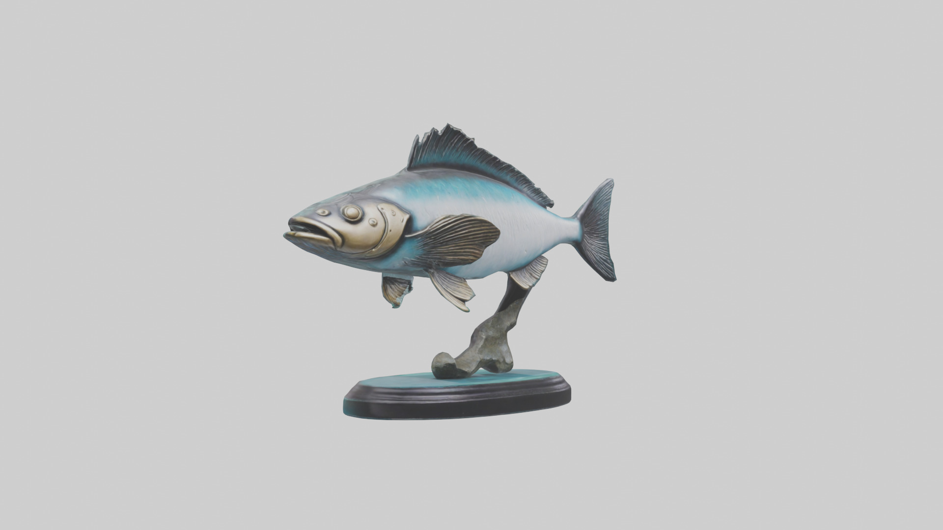 Mullet Fish statue model Low-poly 3D model_11
