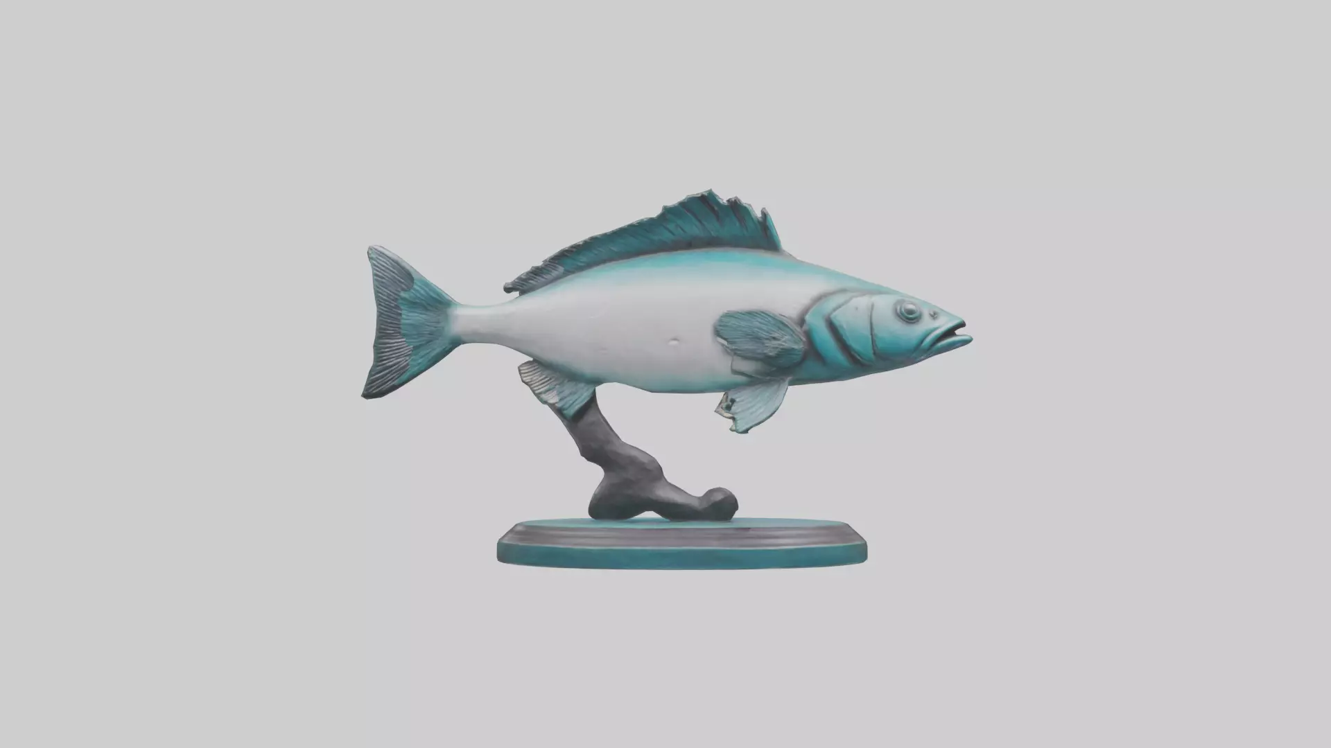 Mullet Fish statue model Low-poly 3D model_0