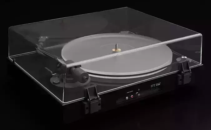 Real-time Record Player Turntable Black Low-poly 3D model