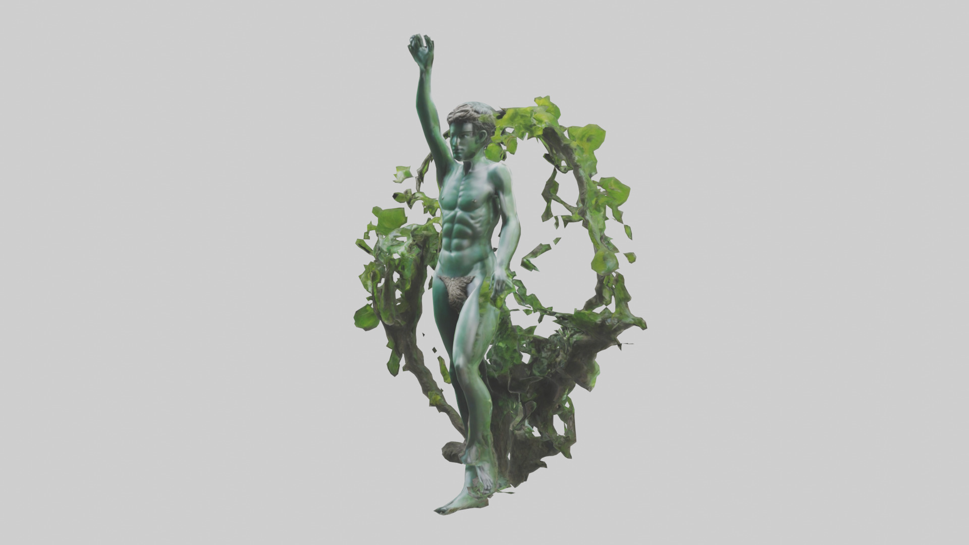 Natura and Man statue Low-poly 3D model_1