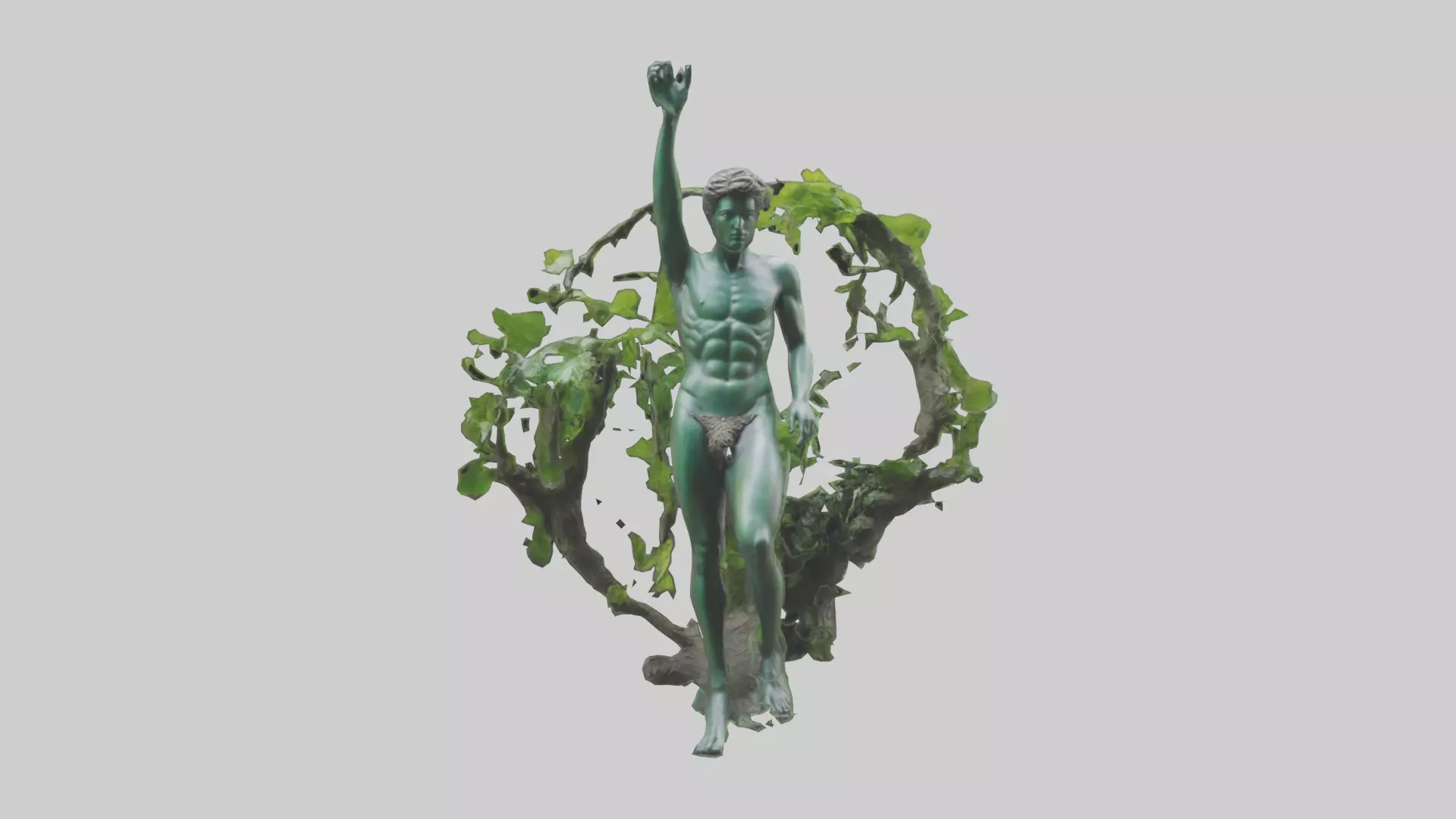 Natura and Man statue Low-poly 3D model_0