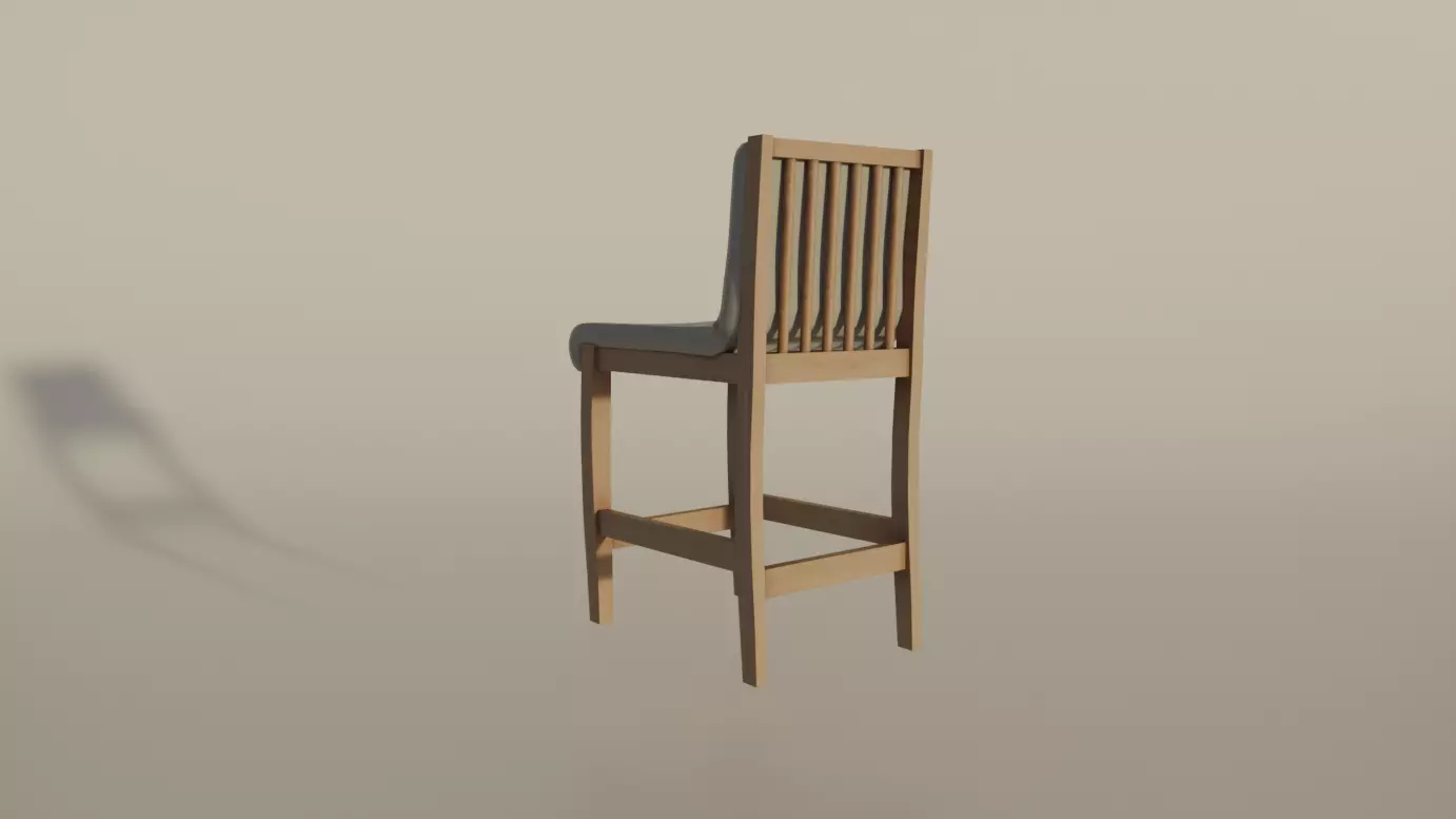 Modern Wooden Kitchen Chair - Padded Fabric Seat Free low-poly 3D model