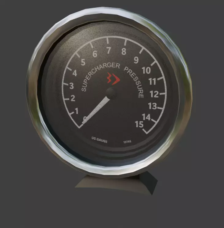 1960s Supercharger Boost Gauge Low-poly 3D model