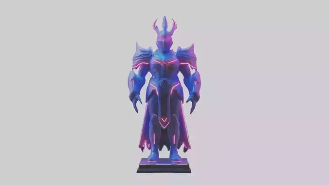 Neon Guardian statue model Low-poly 3D model