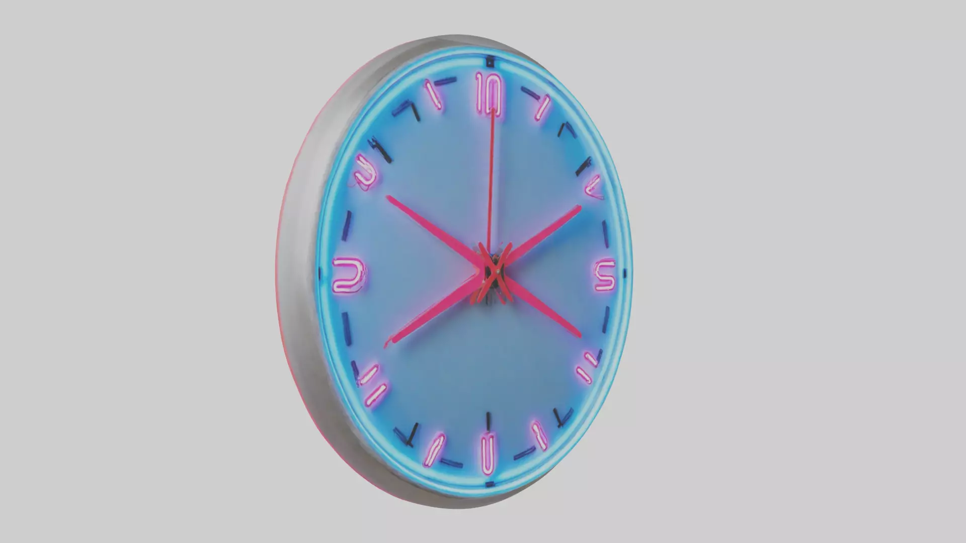 Neon Wall Clock model Low-poly 3D model_0