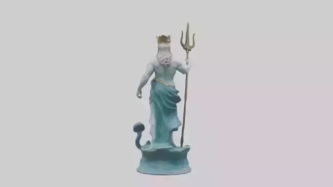 Neptune statue model Low-poly 3D model