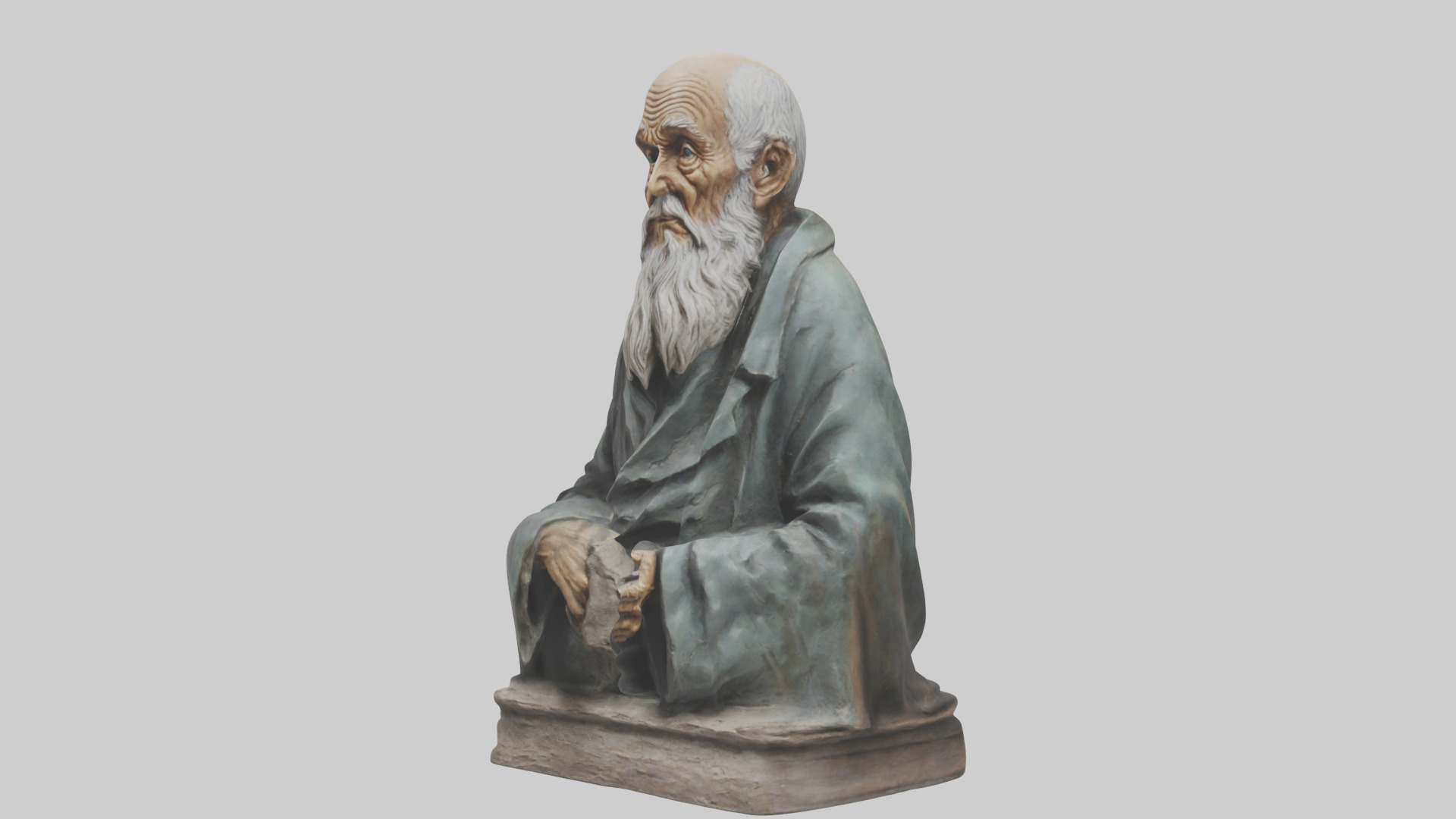 Old Man statue model Low-poly 3D model_10