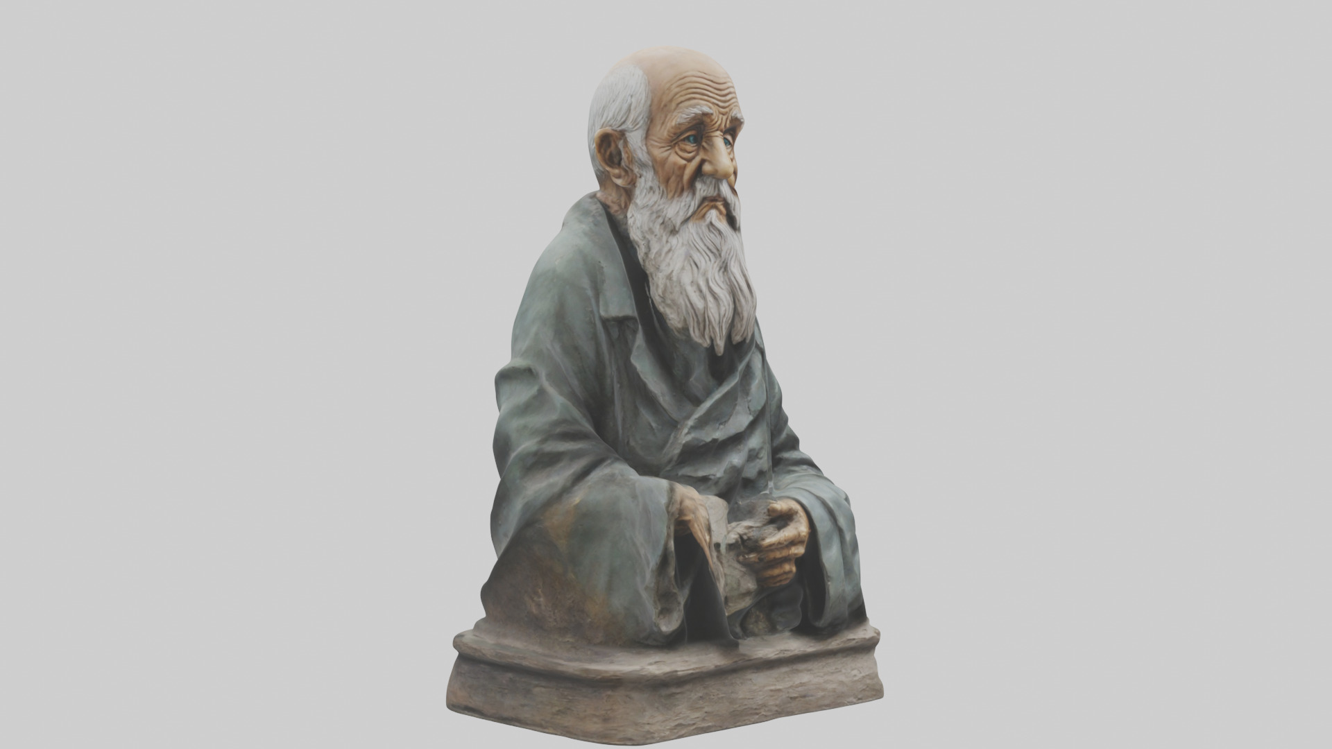 Old Man statue model Low-poly 3D model_11