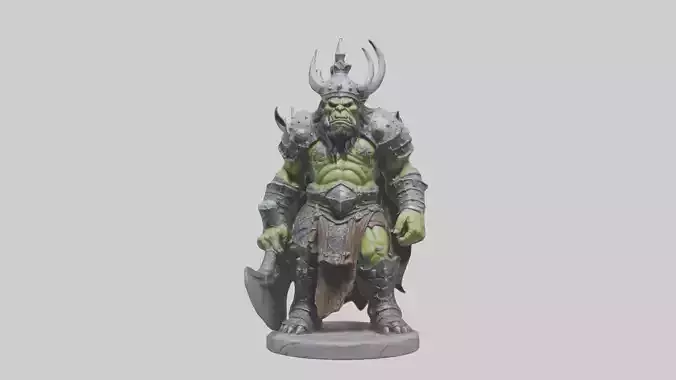 Orc King statue model Low-poly 3D model
