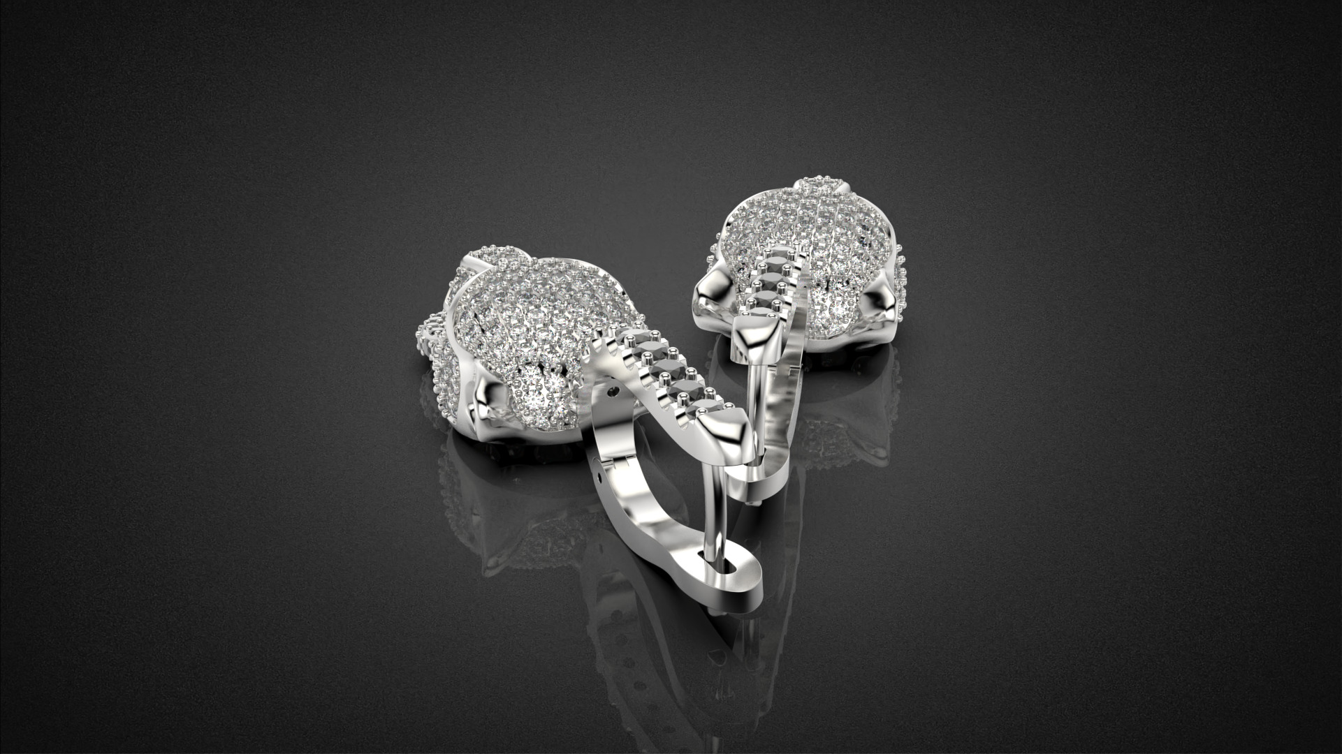 Panther gemstone earrings V2 E36 3D print model_17