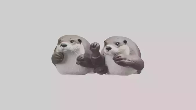 Otter holding hands model Low-poly 3D model