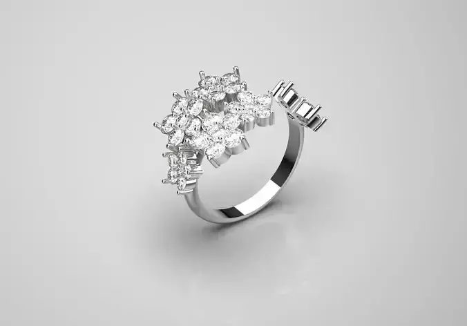 flower diamond ring jr00075 3D print model