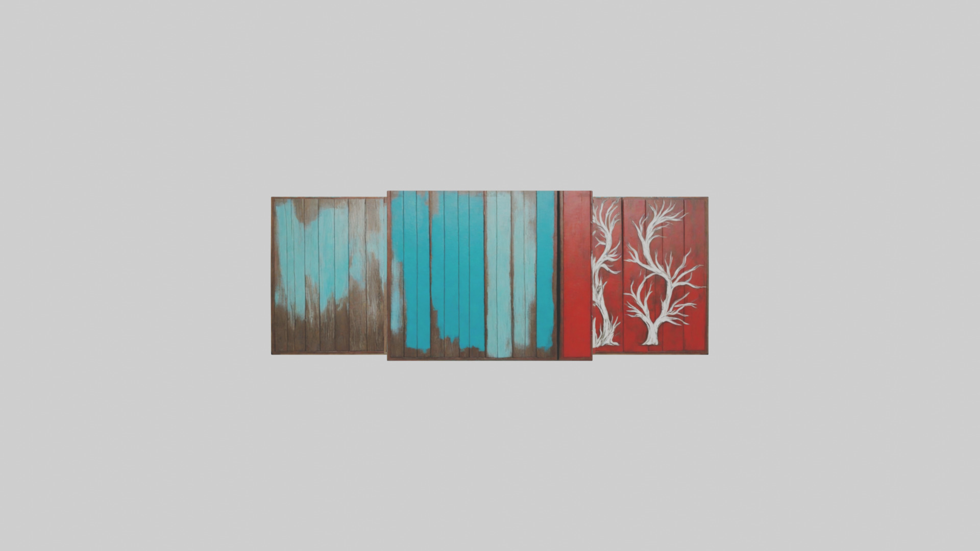 Painted Wooden Wall Pieces Low-poly 3D model_9