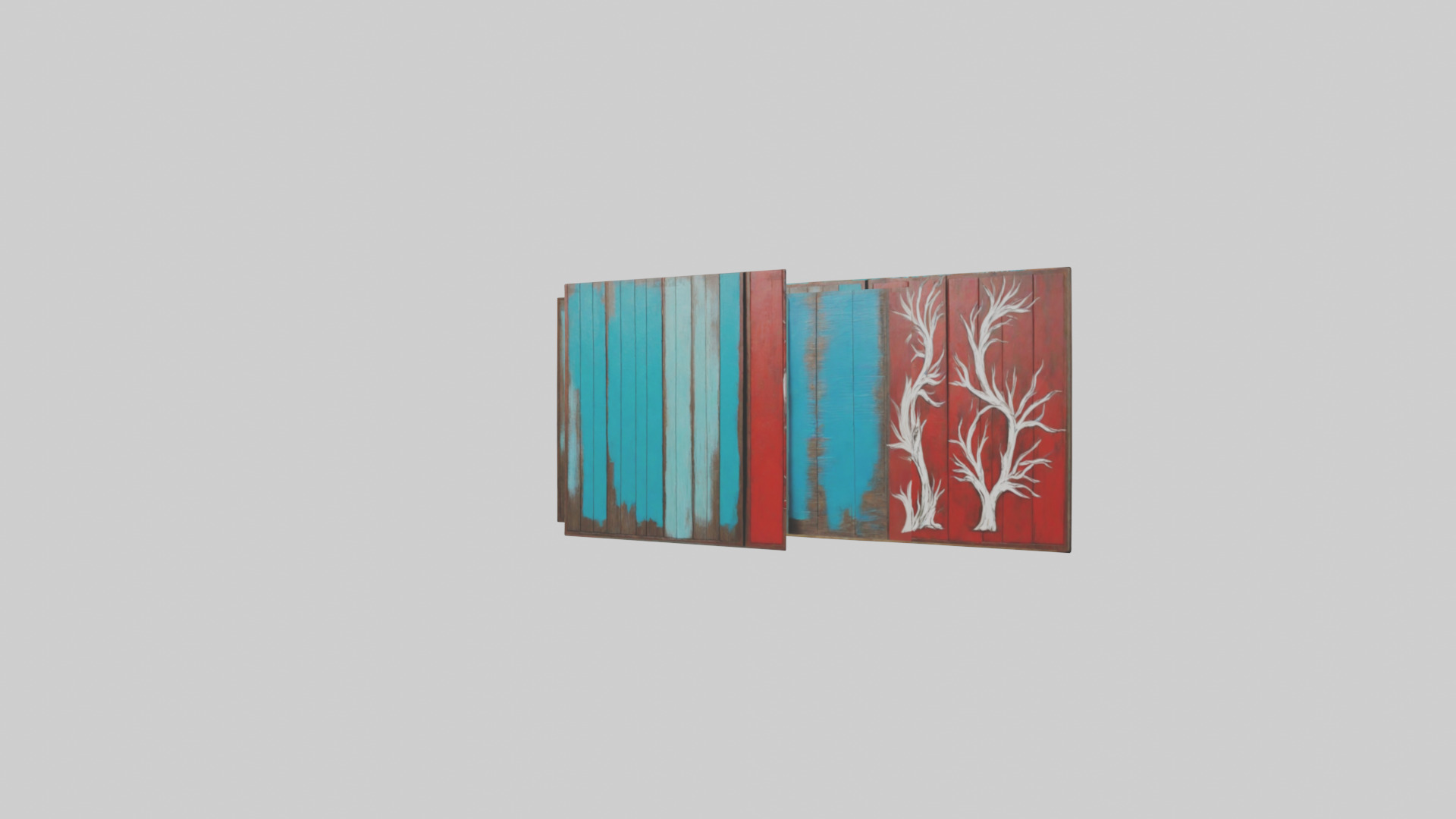 Painted Wooden Wall Pieces Low-poly 3D model_8