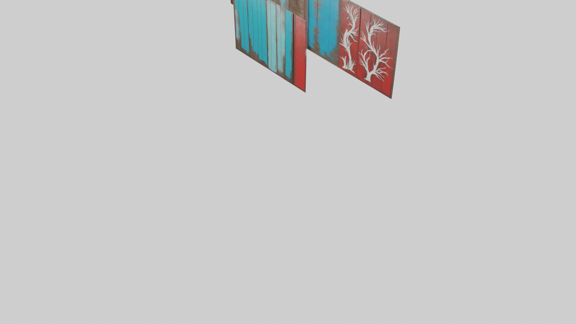 Painted Wooden Wall Pieces Low-poly 3D model_5